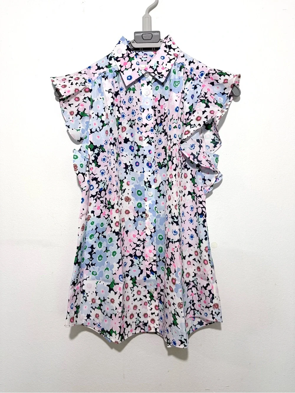 kate spade Pastel Multi Floral Ruffle-Sleeve Dress